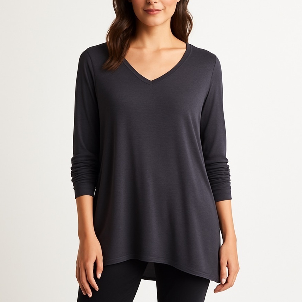 Soft Surroundings modal long sleeve tunic essential drapey relaxed fit Black XL